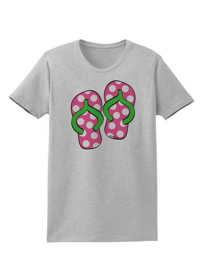 Cute Polka Dot Flip Flops - Pink and Green Womens T-Shirt-Womens T-Shirt-TooLoud-AshGray-X-Small-Davson Sales