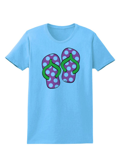 Cute Polka Dot Flip Flops - Pink and Green Womens T-Shirt-Womens T-Shirt-TooLoud-Aquatic-Blue-X-Small-Davson Sales