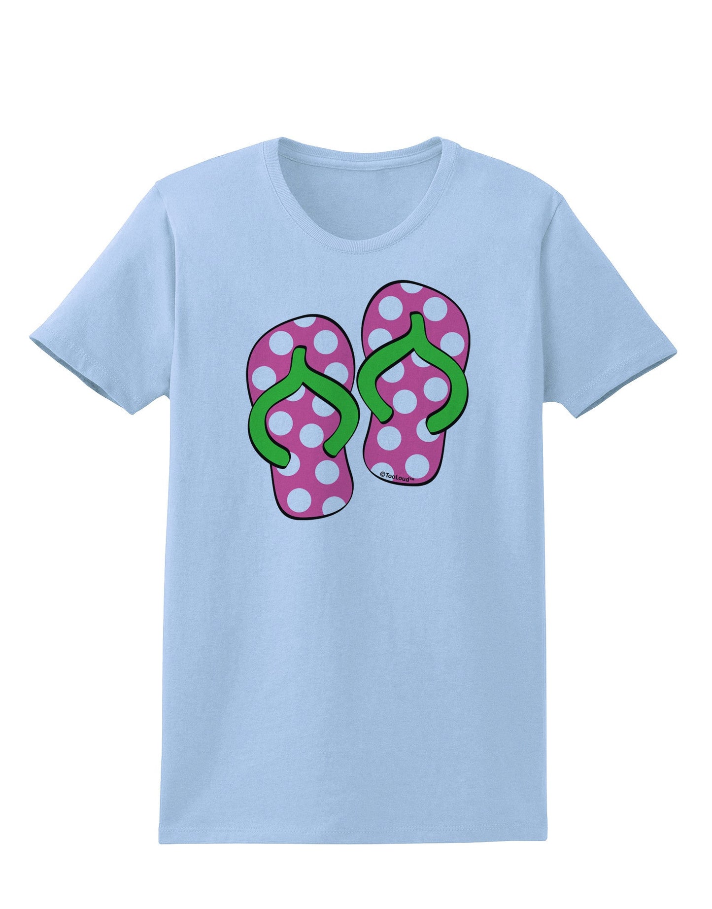 Cute Polka Dot Flip Flops - Pink and Green Womens T-Shirt-Womens T-Shirt-TooLoud-Light-Blue-X-Small-Davson Sales
