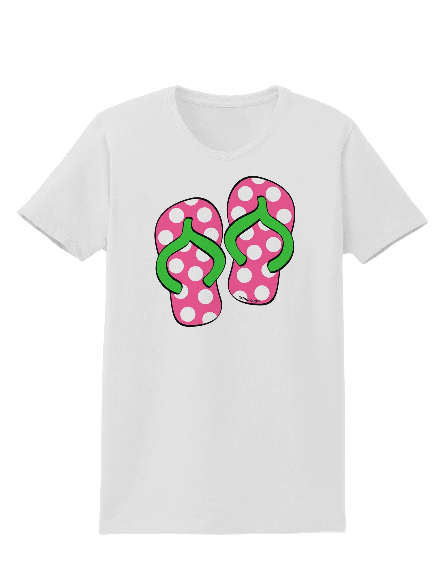 Cute Polka Dot Flip Flops - Pink and Green Womens T-Shirt-Womens T-Shirt-TooLoud-White-X-Small-Davson Sales