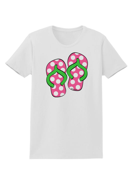 Cute Polka Dot Flip Flops - Pink and Green Womens T-Shirt-Womens T-Shirt-TooLoud-White-X-Small-Davson Sales