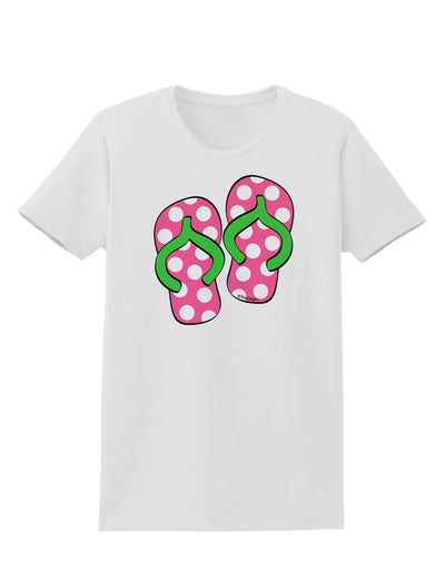 Cute Polka Dot Flip Flops - Pink and Green Womens T-Shirt-Womens T-Shirt-TooLoud-White-X-Small-Davson Sales