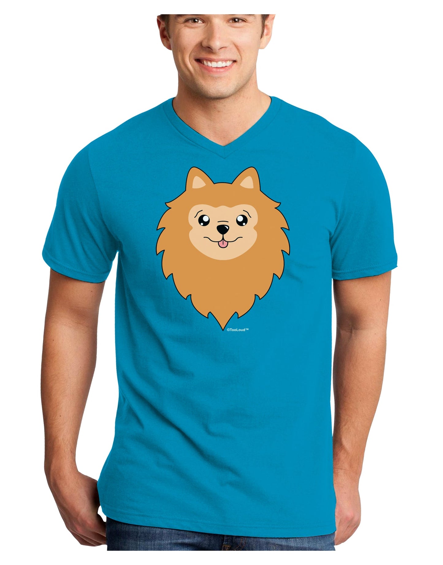 Cute Pomeranian Dog Adult Dark V-Neck T-Shirt by TooLoud-Mens V-Neck T-Shirt-TooLoud-Turquoise-Small-Davson Sales