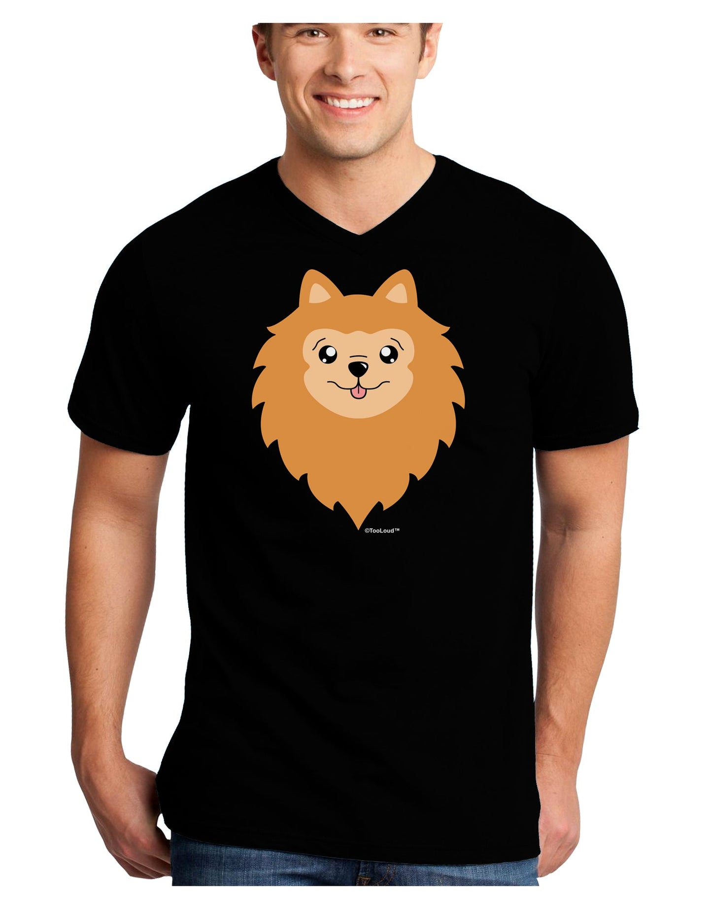 Cute Pomeranian Dog Adult Dark V-Neck T-Shirt by TooLoud-Mens V-Neck T-Shirt-TooLoud-Black-Small-Davson Sales