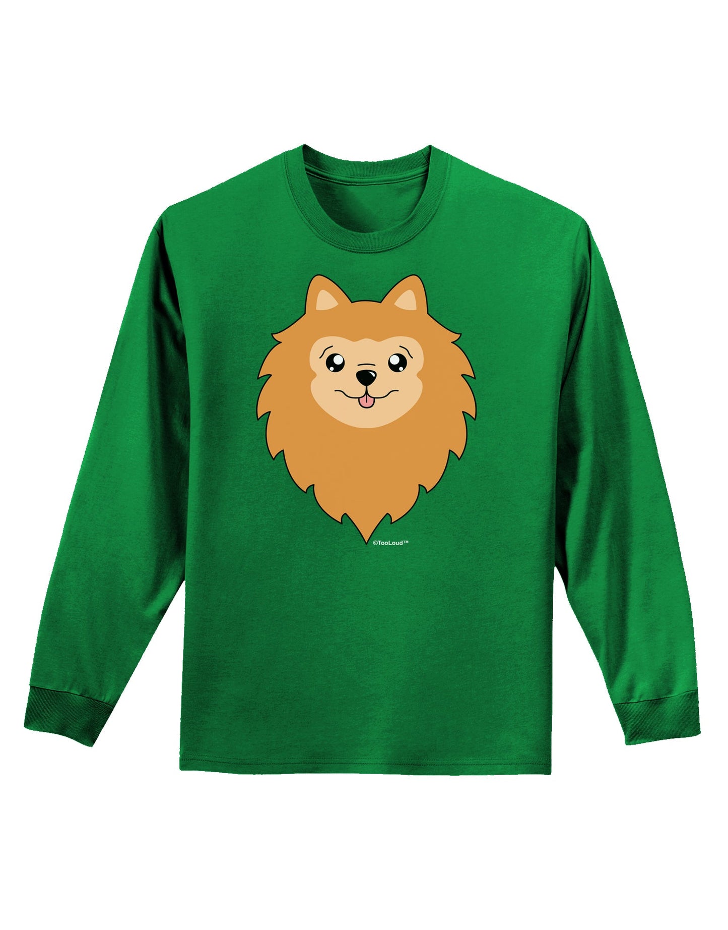 Cute Pomeranian Dog Adult Long Sleeve Dark T-Shirt by TooLoud-TooLoud-Kelly-Green-Small-Davson Sales