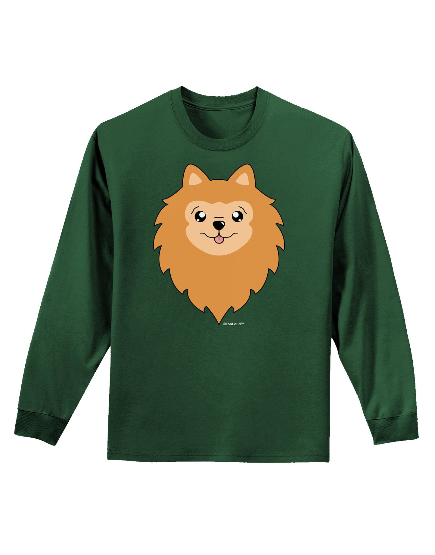 Cute Pomeranian Dog Adult Long Sleeve Dark T-Shirt by TooLoud-TooLoud-Dark-Green-Small-Davson Sales