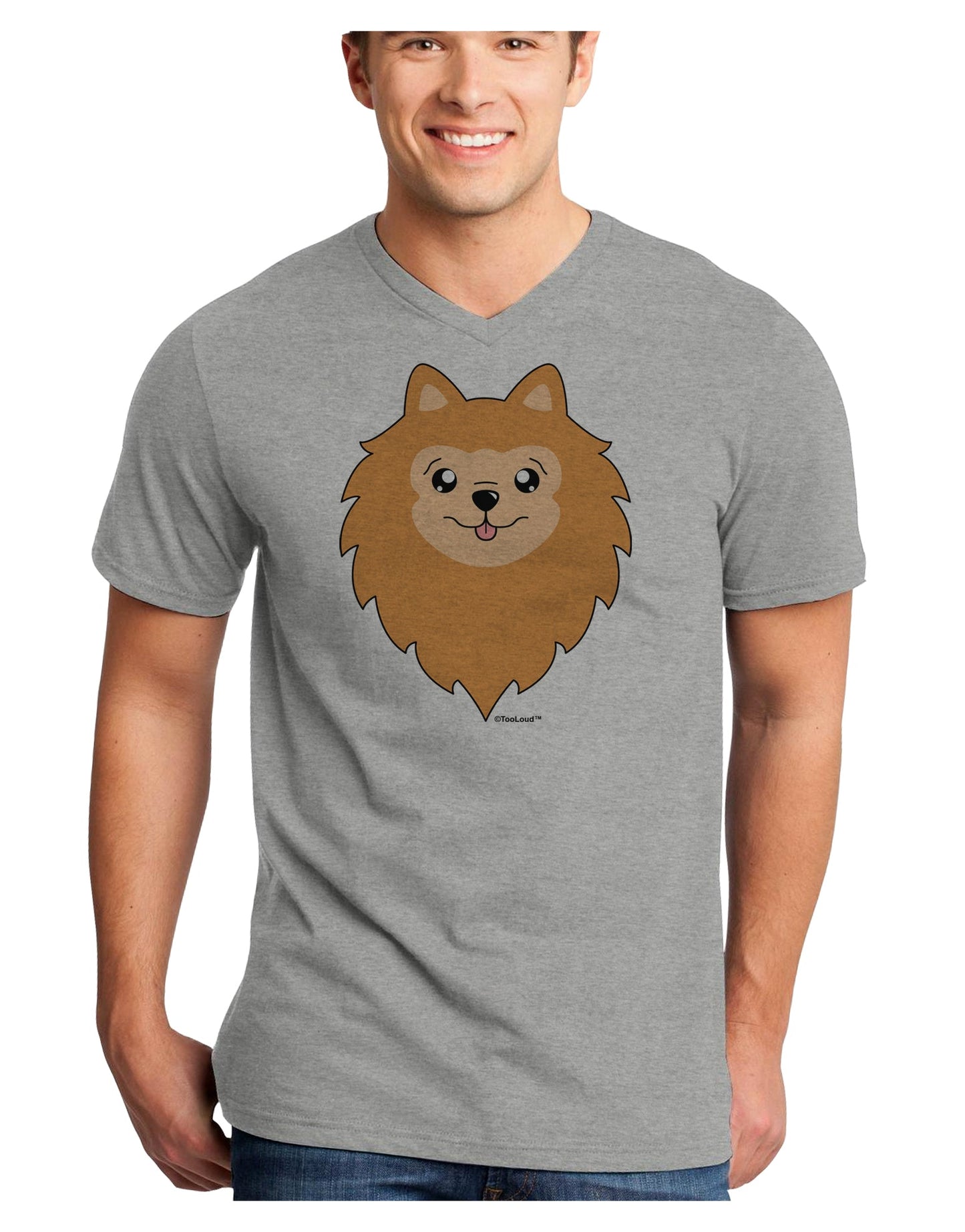 Cute Pomeranian Dog Adult V-Neck T-shirt by TooLoud-Mens V-Neck T-Shirt-TooLoud-HeatherGray-Small-Davson Sales