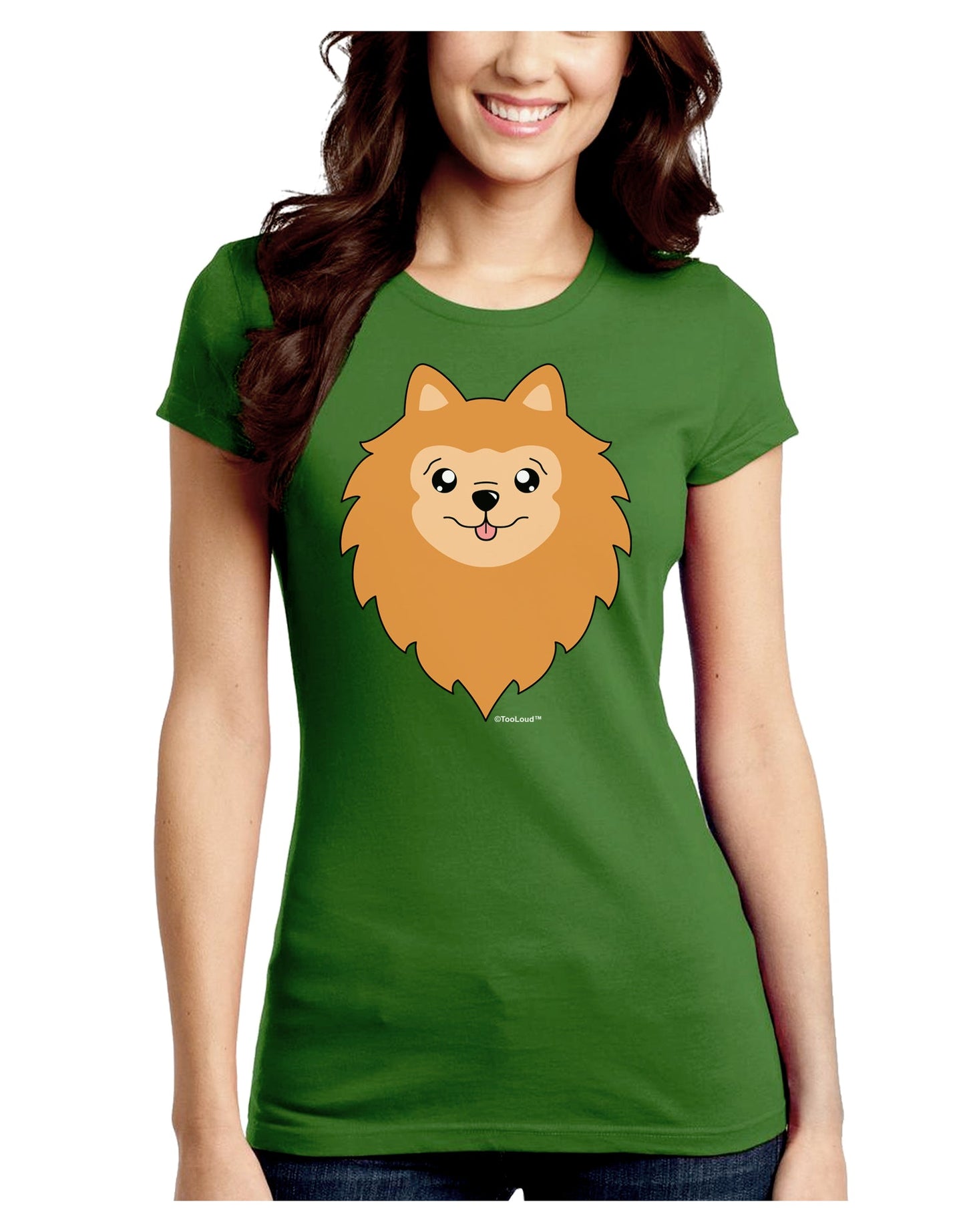Cute Pomeranian Dog Juniors Crew Dark T-Shirt by TooLoud-T-Shirts Juniors Tops-TooLoud-Kiwi-Green-Juniors Fitted X-Small-Davson Sales