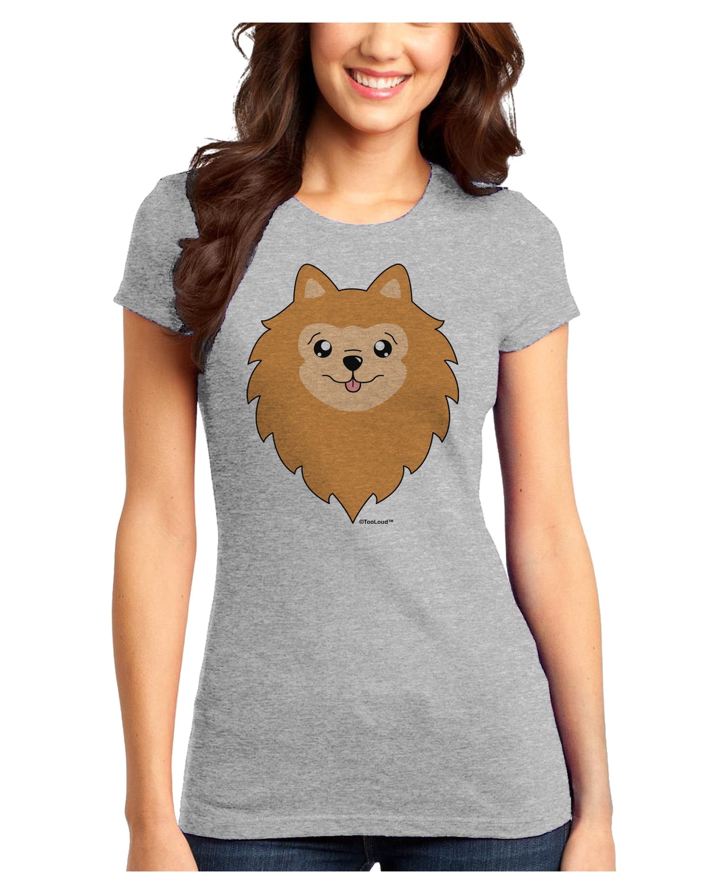 Cute Pomeranian Dog Juniors T-Shirt by TooLoud-Womens Juniors T-Shirt-TooLoud-Ash-Gray-Juniors Fitted X-Small-Davson Sales