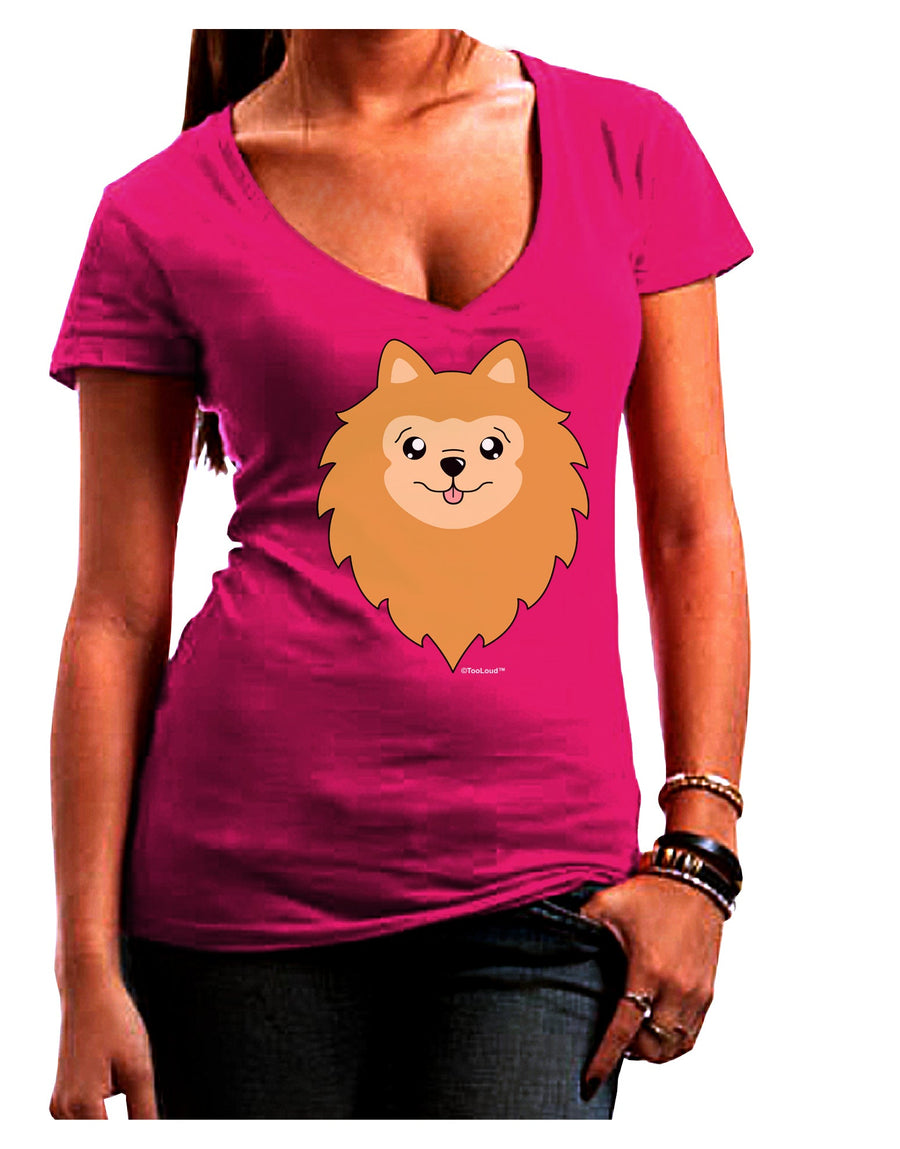 Cute Pomeranian Dog Juniors V-Neck Dark T-Shirt by TooLoud-Womens V-Neck T-Shirts-TooLoud-Black-Juniors Fitted Small-Davson Sales