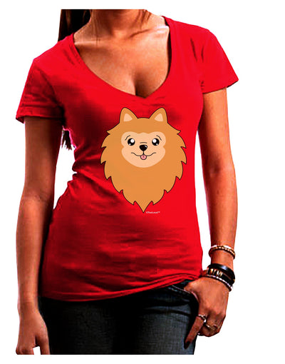 Cute Pomeranian Dog Juniors V-Neck Dark T-Shirt by TooLoud-Womens V-Neck T-Shirts-TooLoud-Red-Juniors Fitted Small-Davson Sales