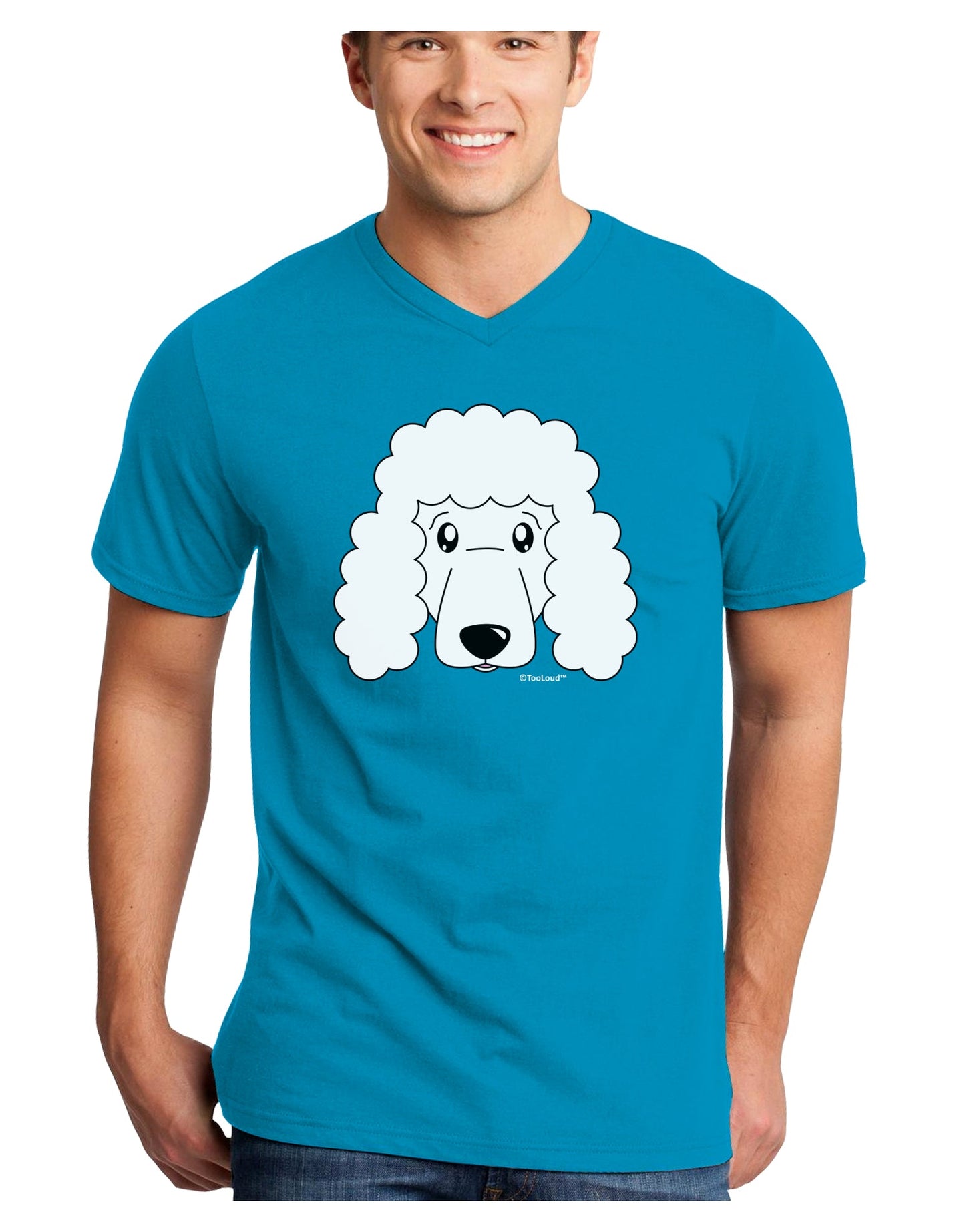 Cute Poodle Dog - White Adult Dark V-Neck T-Shirt by TooLoud-Mens V-Neck T-Shirt-TooLoud-Turquoise-Small-Davson Sales