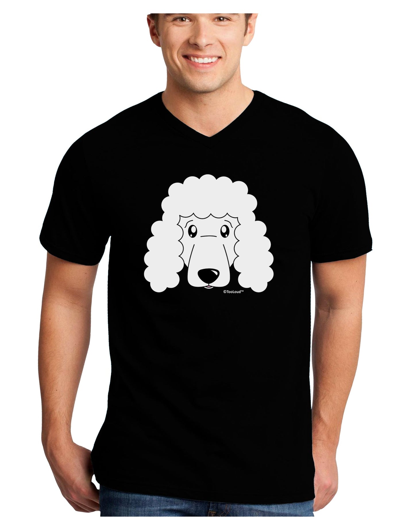 Cute Poodle Dog - White Adult Dark V-Neck T-Shirt by TooLoud-Mens V-Neck T-Shirt-TooLoud-Black-Small-Davson Sales