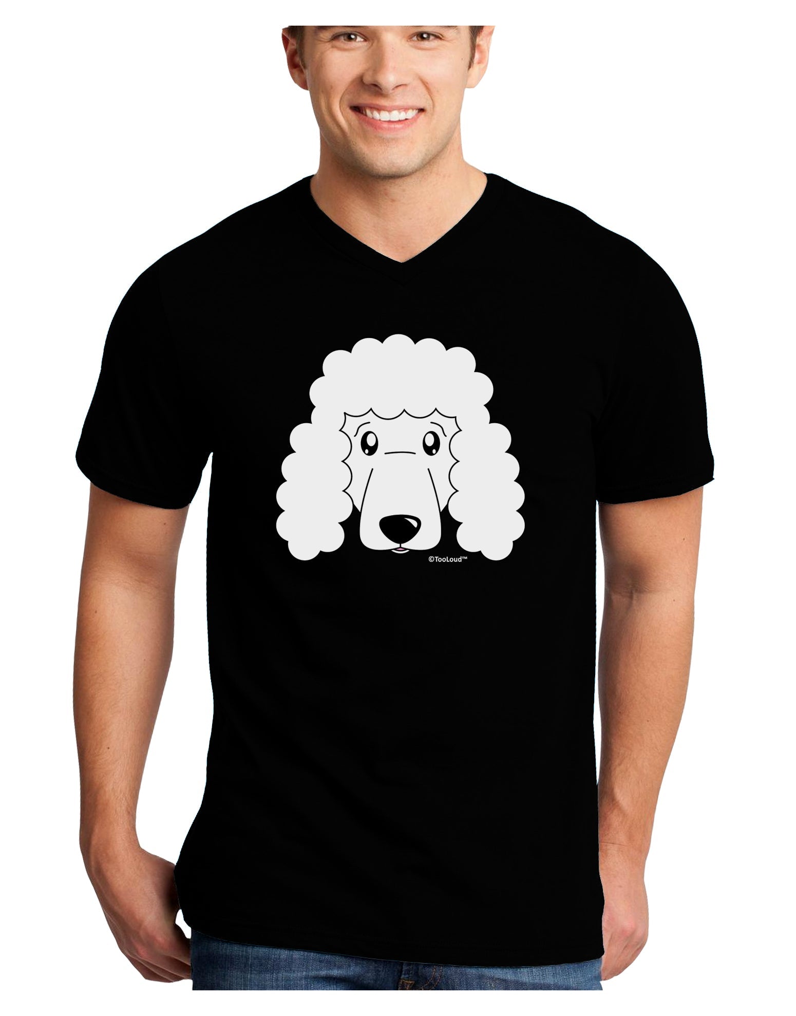 Cute Poodle Dog - White Adult Dark V-Neck T-Shirt by TooLoud-Mens V-Neck T-Shirt-TooLoud-Black-Small-Davson Sales