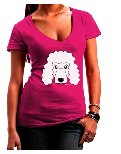 Cute Poodle Dog - White Juniors V-Neck Dark T-Shirt by TooLoud-Womens V-Neck T-Shirts-TooLoud-Hot-Pink-Juniors Fitted Small-Davson Sales