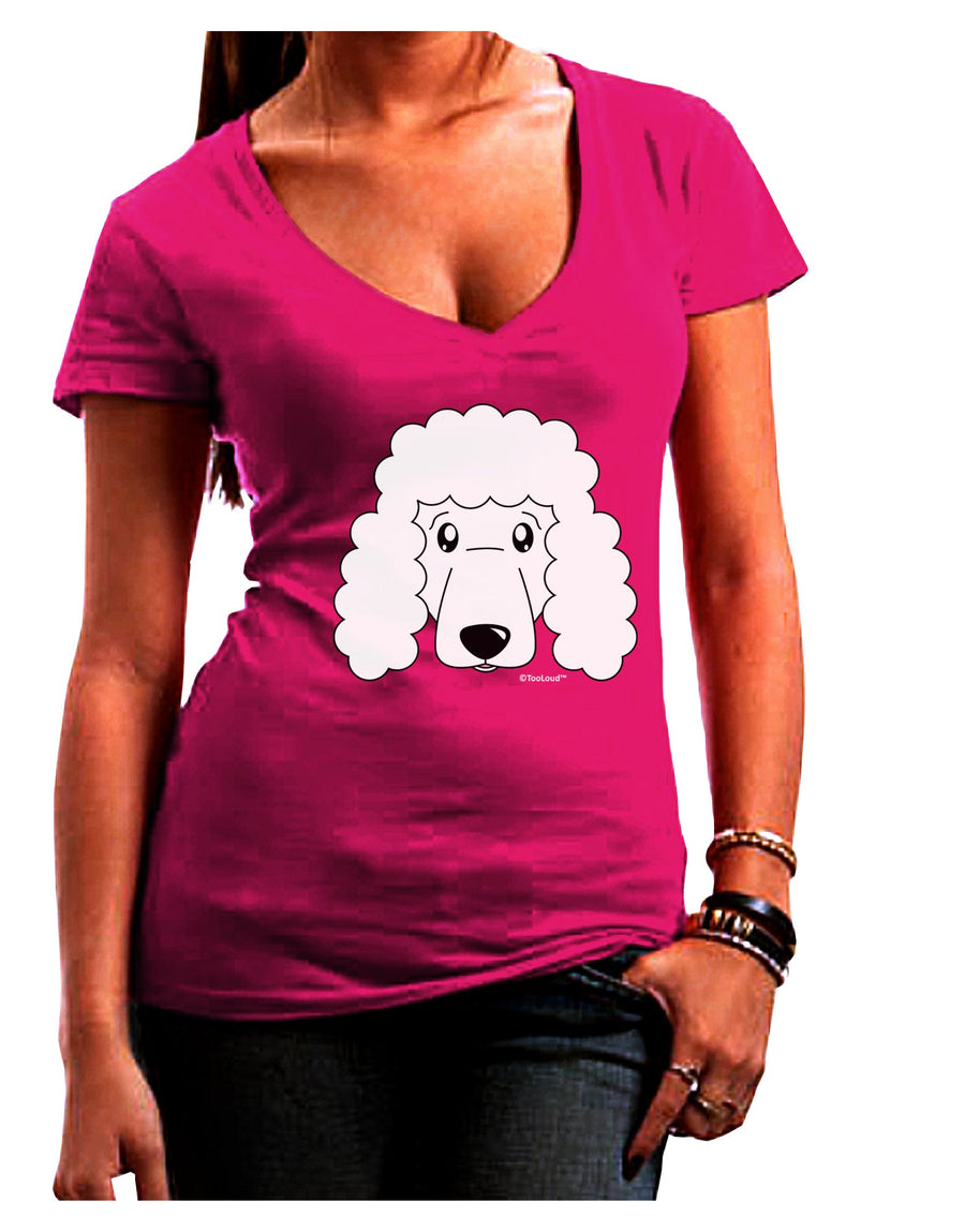 Cute Poodle Dog - White Juniors V-Neck Dark T-Shirt by TooLoud-Womens V-Neck T-Shirts-TooLoud-Black-Juniors Fitted Small-Davson Sales