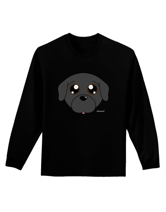 Cute Pug Dog - Black Adult Long Sleeve Dark T-Shirt by TooLoud-TooLoud-Black-Small-Davson Sales