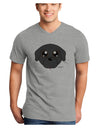 Cute Pug Dog - Black Adult V-Neck T-shirt by TooLoud-Mens V-Neck T-Shirt-TooLoud-HeatherGray-Small-Davson Sales