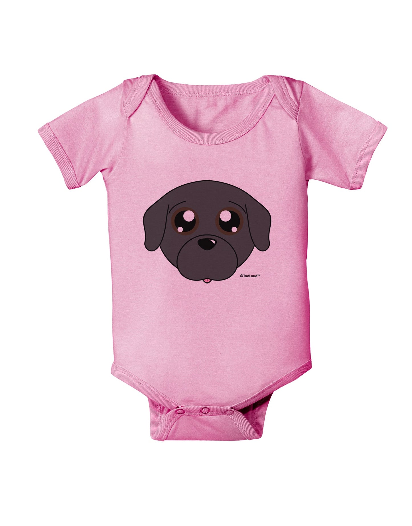 Cute Pug Dog - Black Baby Romper Bodysuit by TooLoud-Baby Romper-TooLoud-Light-Pink-06-Months-Davson Sales