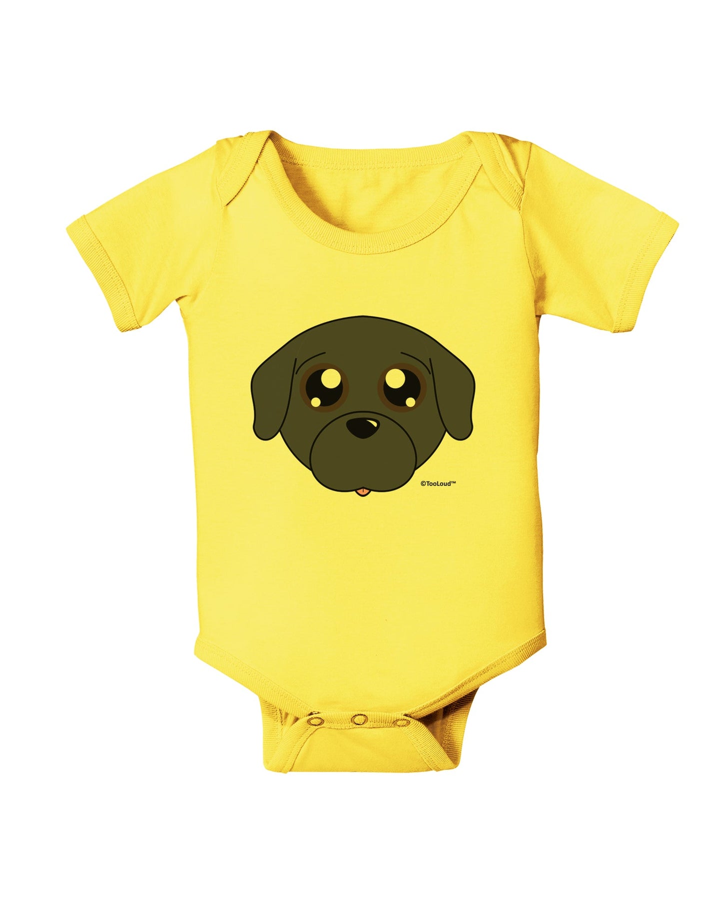 Cute Pug Dog - Black Baby Romper Bodysuit by TooLoud-Baby Romper-TooLoud-Yellow-06-Months-Davson Sales