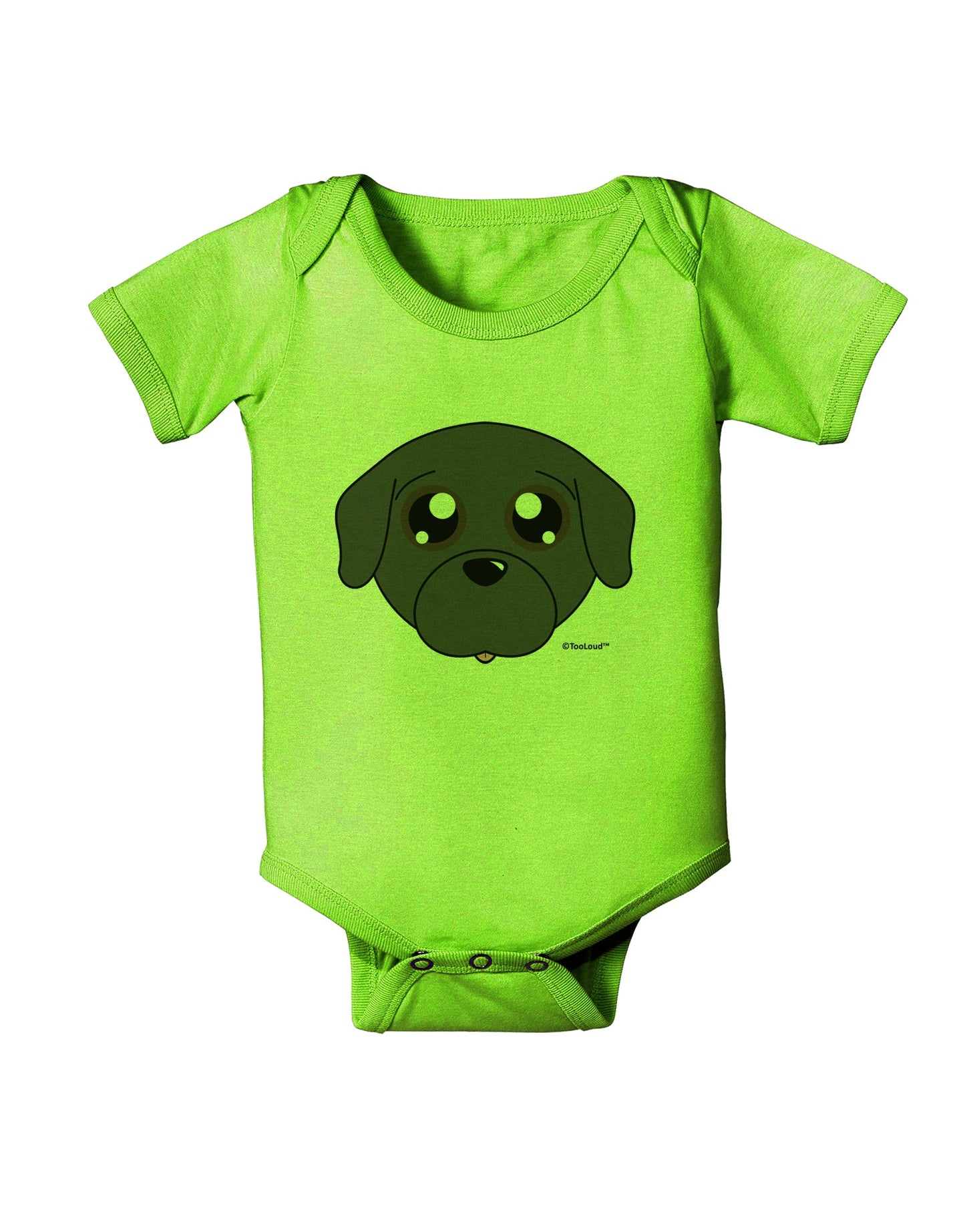 Cute Pug Dog - Black Baby Romper Bodysuit by TooLoud-Baby Romper-TooLoud-Lime-Green-06-Months-Davson Sales