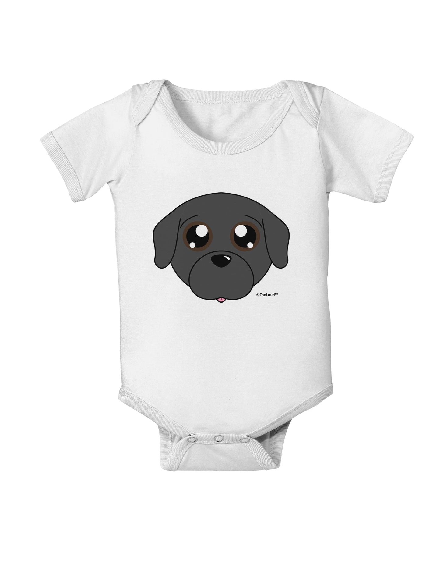 Cute Pug Dog - Black Baby Romper Bodysuit by TooLoud-Baby Romper-TooLoud-White-06-Months-Davson Sales
