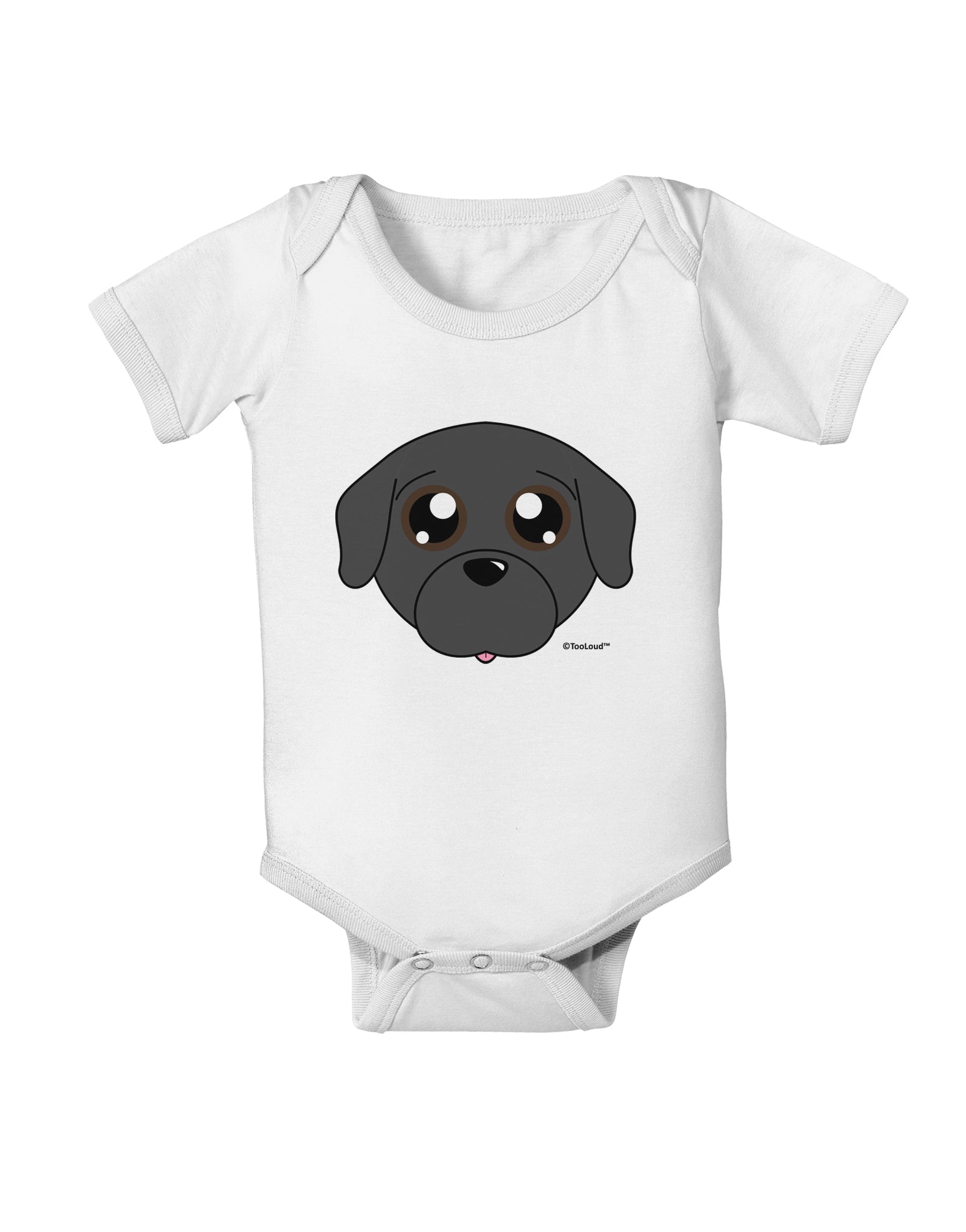 Cute Pug Dog - Black Baby Romper Bodysuit by TooLoud-Baby Romper-TooLoud-White-06-Months-Davson Sales