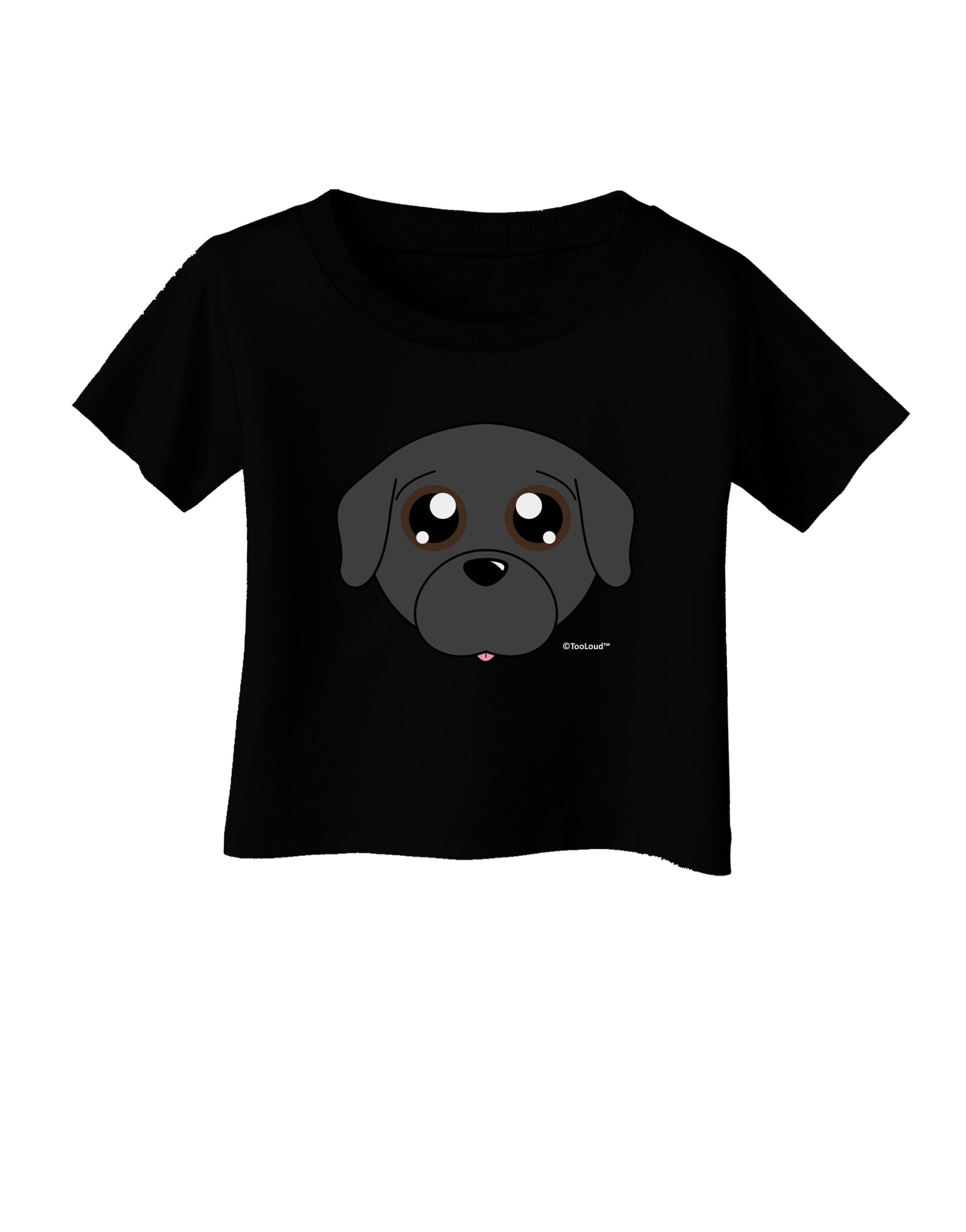 Cute Pug Dog - Black Infant T-Shirt Dark by TooLoud-Infant T-Shirt-TooLoud-Black-06-Months-Davson Sales