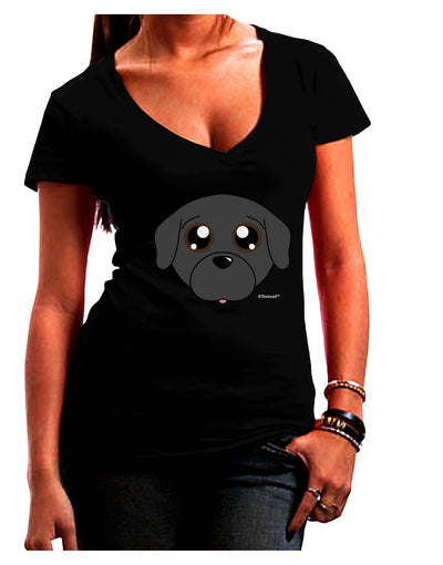 Cute Pug Dog - Black Juniors V-Neck Dark T-Shirt by TooLoud-Womens V-Neck T-Shirts-TooLoud-Black-Juniors Fitted Small-Davson Sales