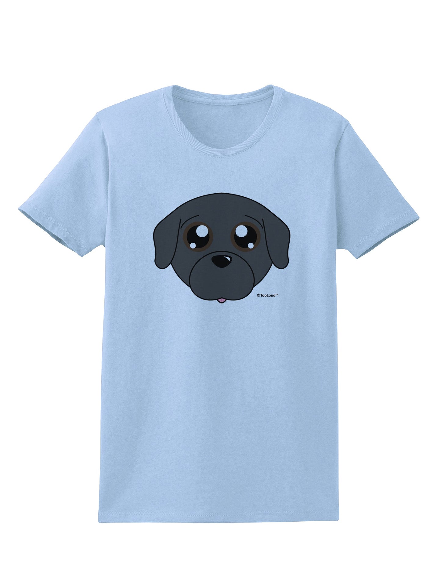 Cute Pug Dog - Black Womens T-Shirt by TooLoud-Womens T-Shirt-TooLoud-Light-Blue-X-Small-Davson Sales