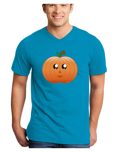 Cute Pumpkin Halloween Adult Dark V-Neck T-Shirt-TooLoud-Turquoise-Small-Davson Sales