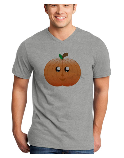 Cute Pumpkin Halloween Adult V-Neck T-shirt-Mens V-Neck T-Shirt-TooLoud-HeatherGray-Small-Davson Sales