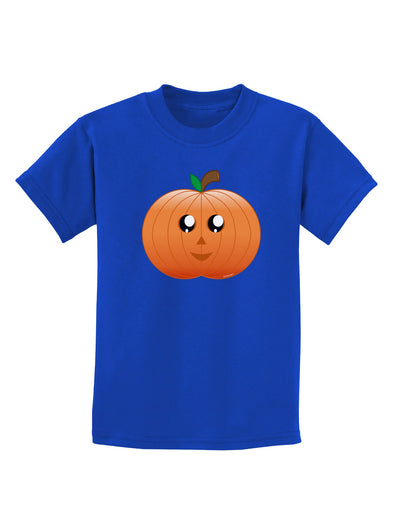 Cute Pumpkin Halloween Childrens Dark T-Shirt-Childrens T-Shirt-TooLoud-Royal-Blue-X-Small-Davson Sales