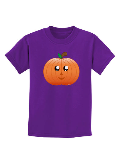 Cute Pumpkin Halloween Childrens Dark T-Shirt-Childrens T-Shirt-TooLoud-Purple-X-Small-Davson Sales