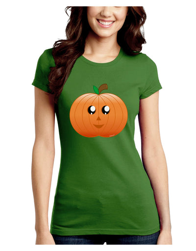 Cute Pumpkin Halloween Juniors Crew Dark T-Shirt-T-Shirts Juniors Tops-TooLoud-Kiwi-Green-Juniors Fitted Small-Davson Sales