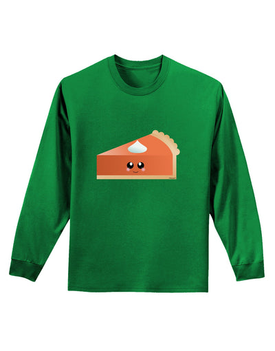 Cute Pumpkin Pie Thanksgiving Adult Long Sleeve Dark T-Shirt-TooLoud-Kelly-Green-Small-Davson Sales