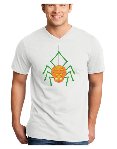 Cute Pumpkin Spider - Halloween Adult V-Neck T-shirt-Mens V-Neck T-Shirt-TooLoud-White-Small-Davson Sales