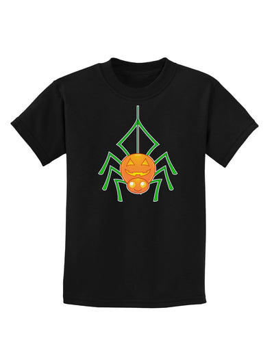 Cute Pumpkin Spider - Halloween Childrens Dark T-Shirt-Childrens T-Shirt-TooLoud-Black-X-Small-Davson Sales