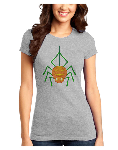 Cute Pumpkin Spider - Halloween Juniors T-Shirt-Womens Juniors T-Shirt-TooLoud-Ash-Gray-Juniors Fitted XS-Davson Sales