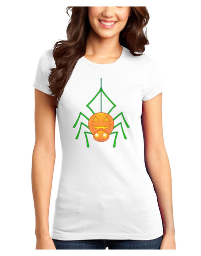 Cute Pumpkin Spider - Halloween Juniors T-Shirt-Womens Juniors T-Shirt-TooLoud-White-Juniors Fitted XS-Davson Sales