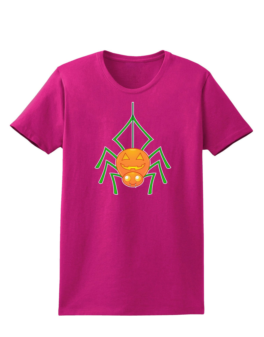 Cute Pumpkin Spider - Halloween Womens Dark T-Shirt-Womens T-Shirt-TooLoud-Black-X-Small-Davson Sales