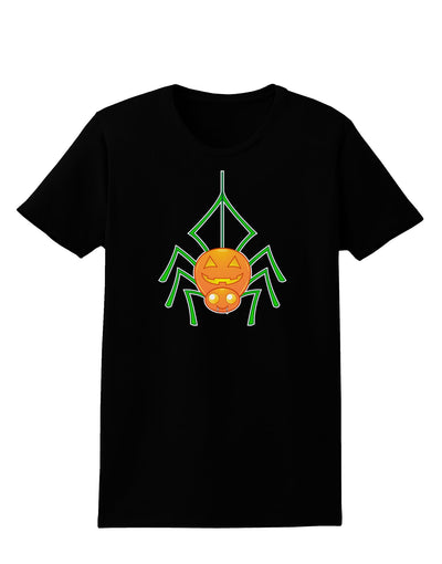 Cute Pumpkin Spider - Halloween Womens Dark T-Shirt-Womens T-Shirt-TooLoud-Black-X-Small-Davson Sales