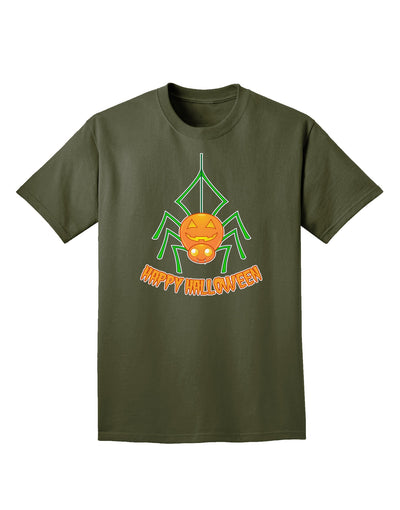 Cute Pumpkin Spider - Happy Halloween Adult Dark T-Shirt-Mens T-Shirt-TooLoud-Military-Green-Small-Davson Sales