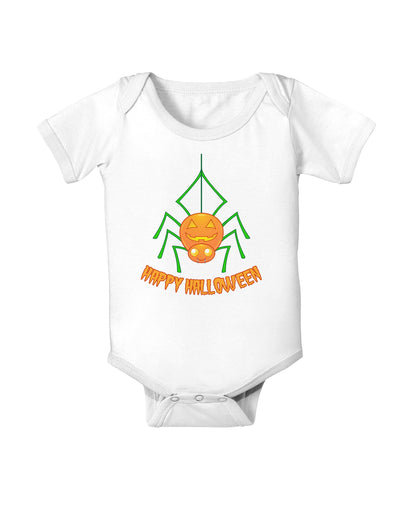 Cute Pumpkin Spider - Happy Halloween Baby Romper Bodysuit-Baby Romper-TooLoud-White-06-Months-Davson Sales