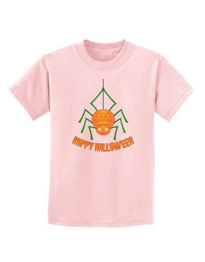 Cute Pumpkin Spider - Happy Halloween Childrens T-Shirt-Childrens T-Shirt-TooLoud-PalePink-X-Small-Davson Sales