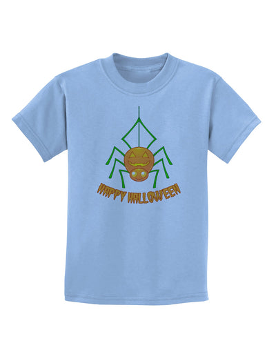 Cute Pumpkin Spider - Happy Halloween Childrens T-Shirt-Childrens T-Shirt-TooLoud-Light-Blue-X-Small-Davson Sales