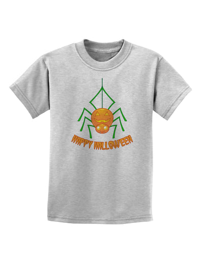 Cute Pumpkin Spider - Happy Halloween Childrens T-Shirt-Childrens T-Shirt-TooLoud-AshGray-X-Small-Davson Sales