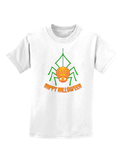 Cute Pumpkin Spider - Happy Halloween Childrens T-Shirt-Childrens T-Shirt-TooLoud-White-X-Small-Davson Sales