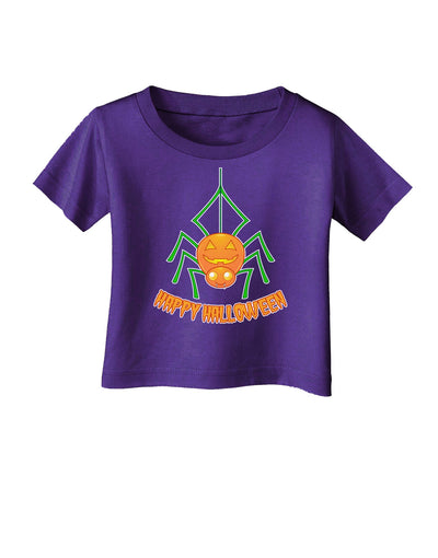 Cute Pumpkin Spider - Happy Halloween Infant T-Shirt Dark-Infant T-Shirt-TooLoud-Purple-06-Months-Davson Sales