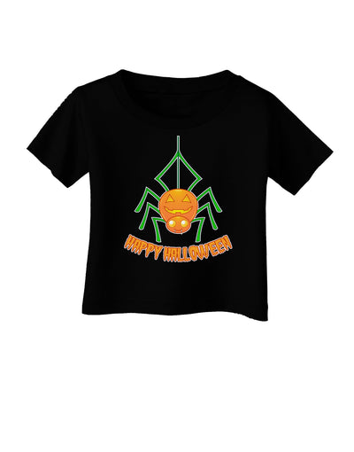 Cute Pumpkin Spider - Happy Halloween Infant T-Shirt Dark-Infant T-Shirt-TooLoud-Black-06-Months-Davson Sales